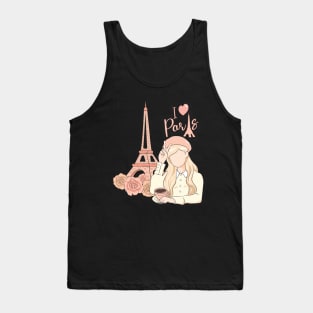 I Love Paris Traveler Girl Tank Top